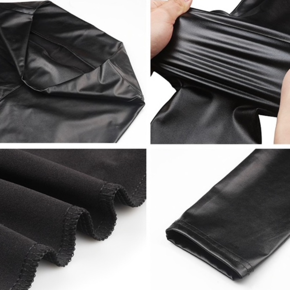 Black Legging Faux Leather One Size Comforts - Picture 7 of 7